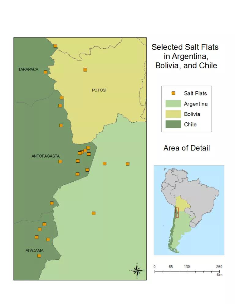 Selected Salt Flats in Argentina, Bolivia, and Chile