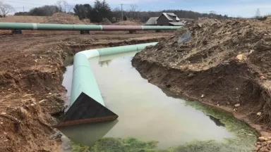 MVP pipe in water near a home in Franklin County, VA