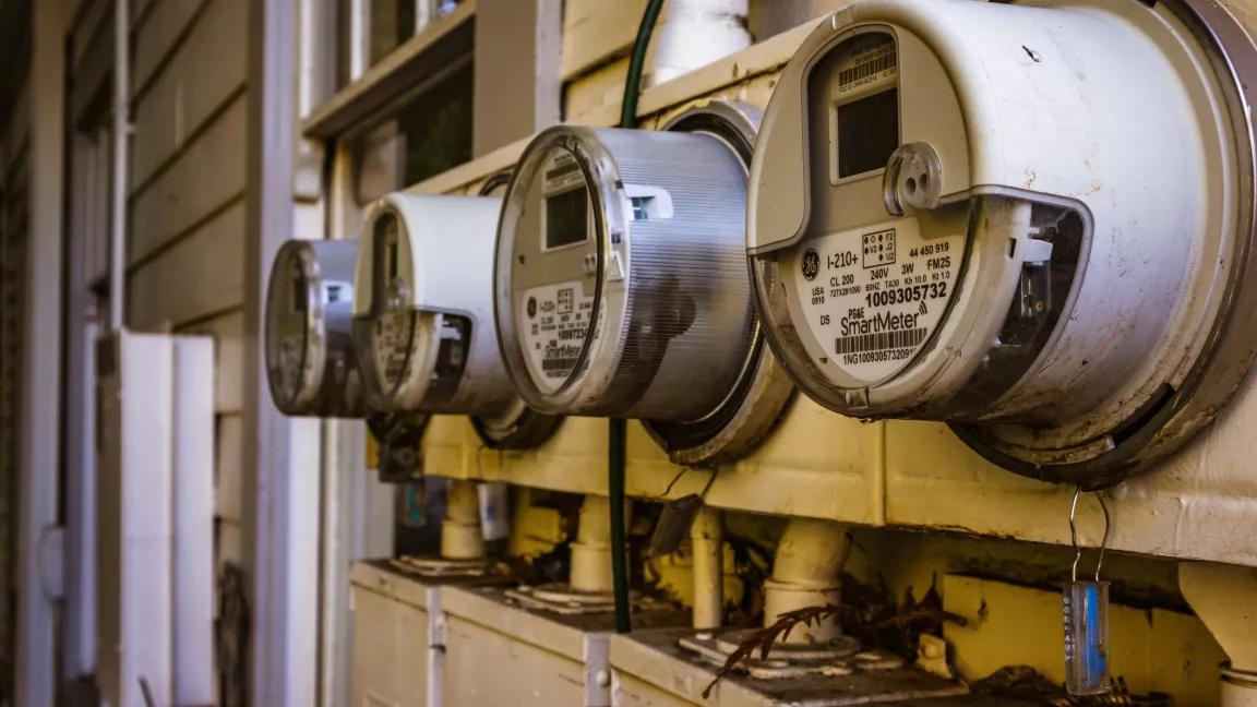 A row of electric meters