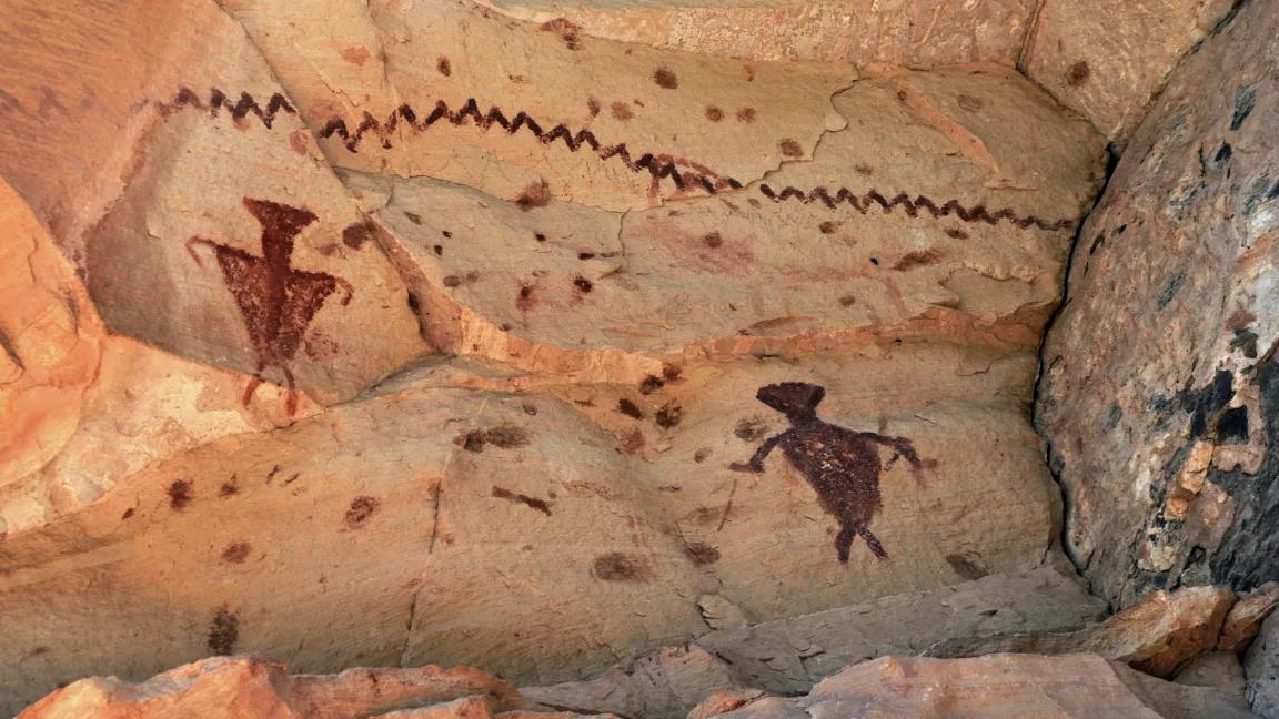 Painted rock art in Kanab Creek Wilderness in Baaj Nwaavjo I’tah Kukveni — Ancestral Footprints of the Grand Canyon National Monument in northern Arizona.

Kanab Creek Wilderness is one of the major tributaries of the Colorado River. The area is considered sacred by many Tribal Nations in the Southwest and renowned for its natural, cultural, economic, scientific and historic resources and broad recreation opportunities.
