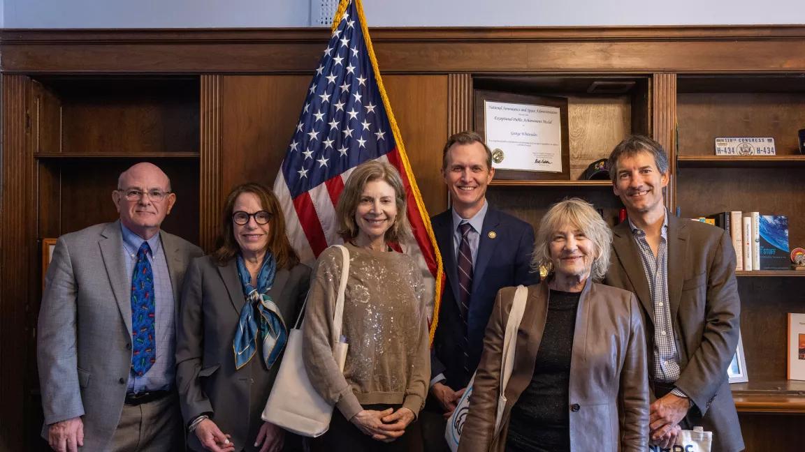 Representative for California 27th Congressional District, George Whitesides, poses for a group portrait with a lobby group of Green Leaders for Change (GLC) Summit attendees at his office in Washington, DC, on May 7, 2025. 

For lobby day, participants are separated into groups paired with an NRDC staffer and then guided to numerous meetings with US Representatives and/or staffers Capitol Hill.