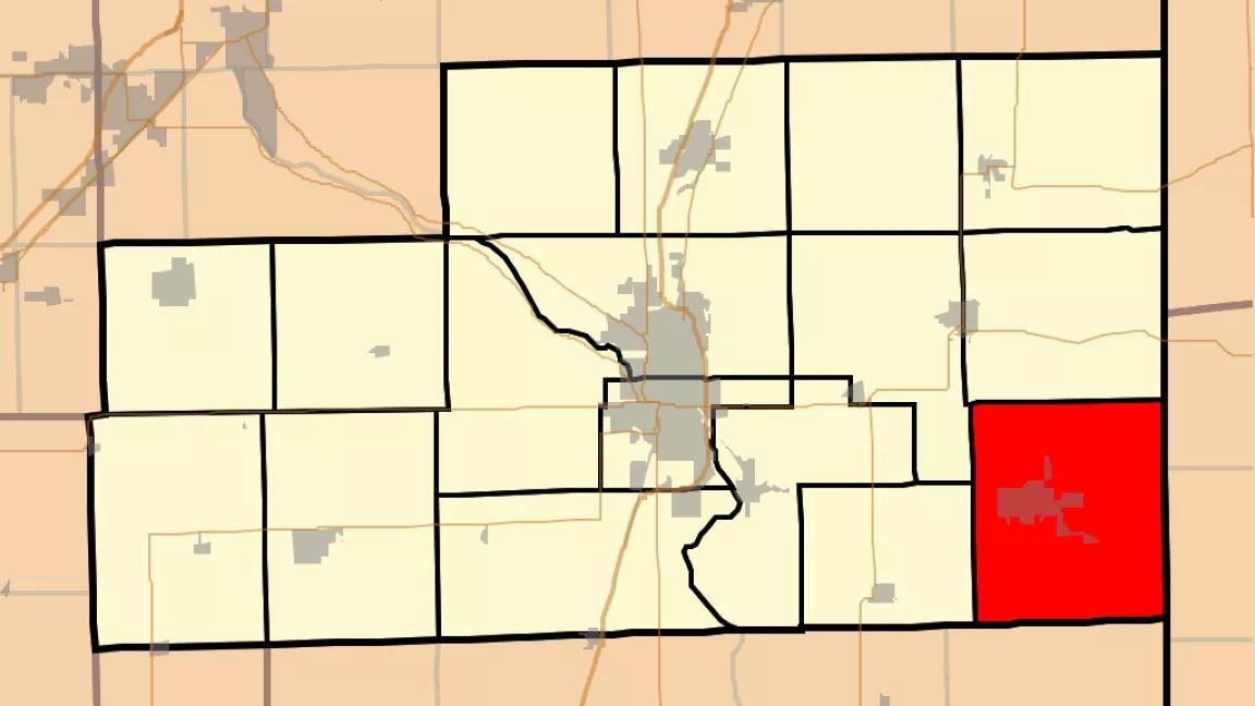 A map showing the Pembroke Township within Kanakee County.