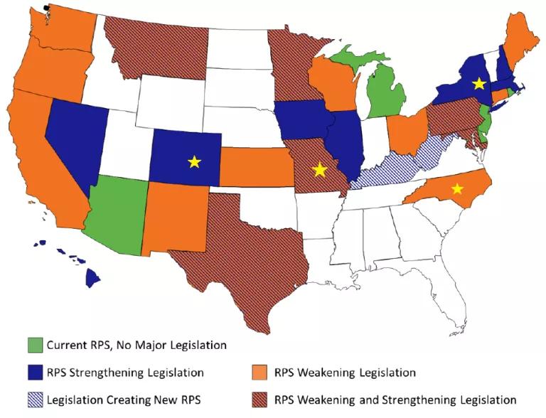 US States 2013 RPS legislative activity map (Barnes, J. 2013)