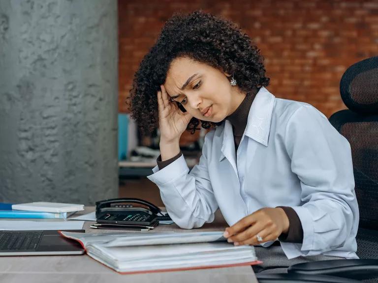 Woman feeling frustrated in the office 