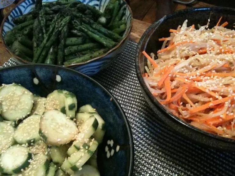 Thumbnail image for FFhitomi- cuke and asparagus salads.JPG