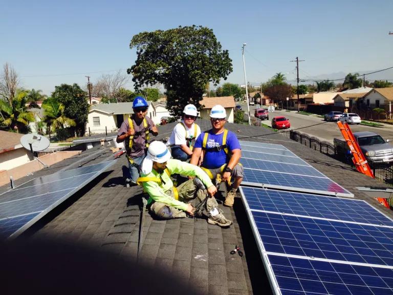 Veterans installing solar on a rooftop in Southern California