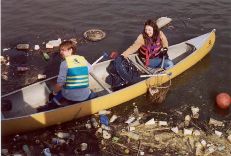 Canoe in trash