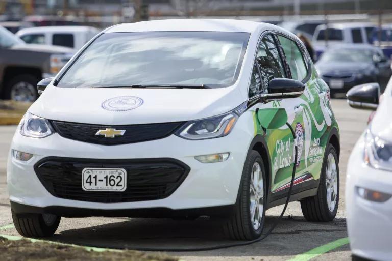 One of the City of St. Louis’ four new zero-emission, battery-electric Chevrolet Bolts