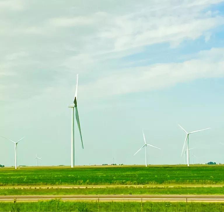 Wind turbines in central Illinois