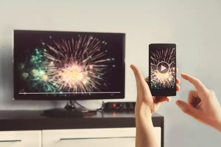 Casting from cell phone to TV - fireworks 