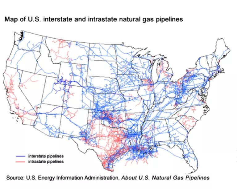 EIA national map of natural gas pipelines