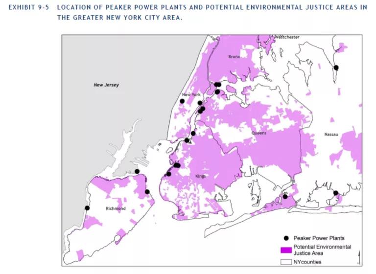 Map of NYC peaker plants