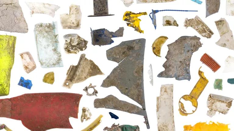 A collage of images of plastic remnants