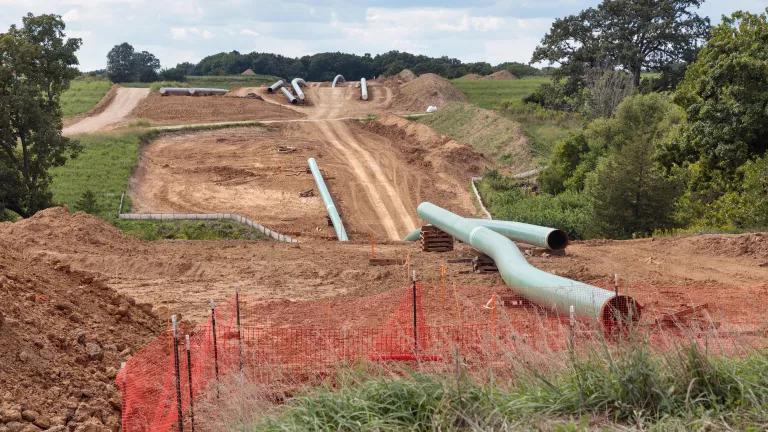 A view of pipelines mid-construction on land