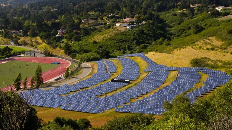 Solar panels near Merritt College Soccer Stadium in Oakland