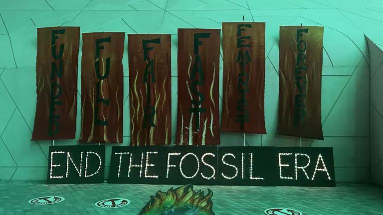 End Fossil Fuel Era Display at COP28