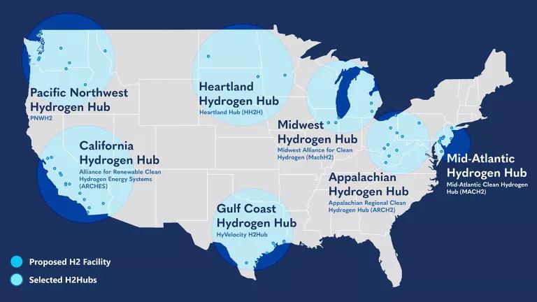 The proposed seven regional hydrogen hubs in the United States