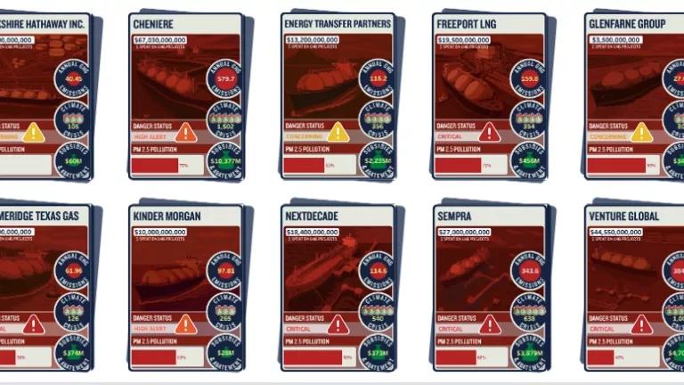 A screenshot of LNG trading cards