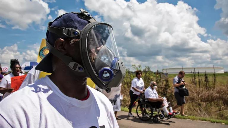 Pastor Harry Joseph walks alongside fellow members of RISE St. James in a ‘Rise Up for Cancer Alley’ march through St. James Parish, Louisiana. The grassroots organization was founded to oppose ongoing siting of polluting industry in the parish, particularly the majority Black community of the 5th District.