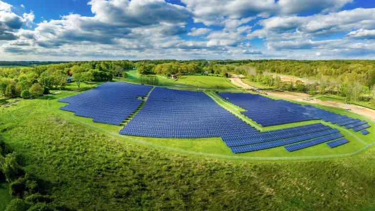 A large solar panel array on a farm in Maryland.