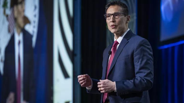 Nuclear Regulatory Commission (NRC) Chairman Ho K. Nieh on stage at the Regulatory Information Conference in March, 2026.