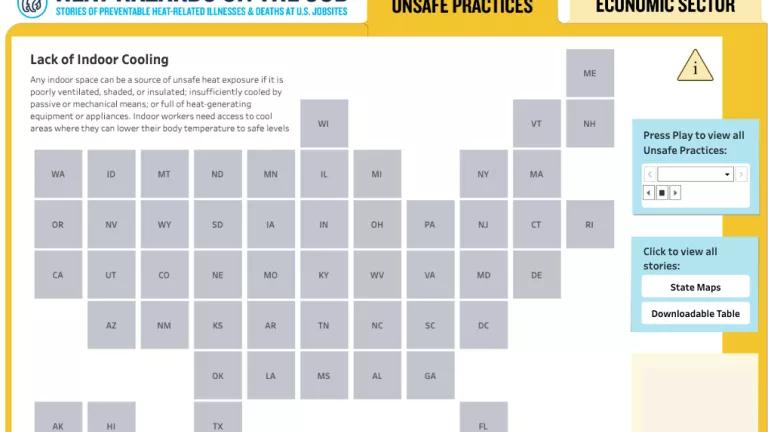 A screenshot of a heat hazards map tool