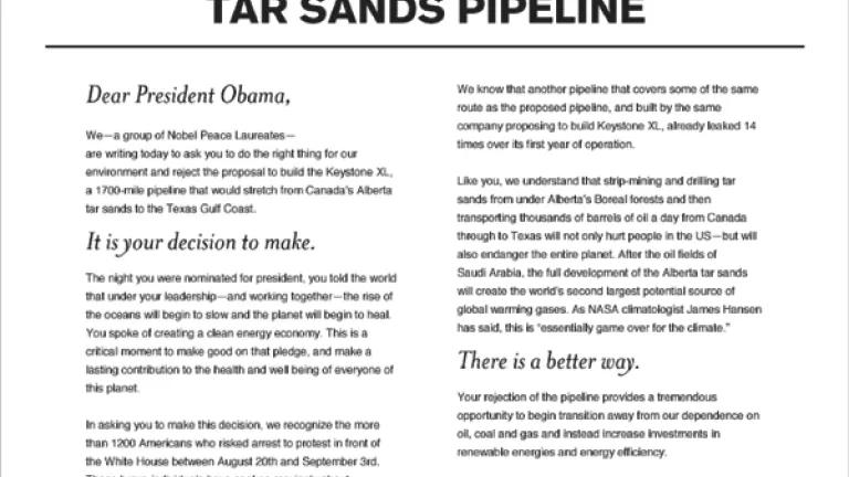 Nobel Laureates Letter Advertisement, September 2011