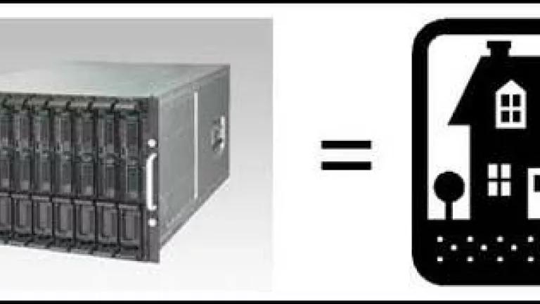 image: comparing power use of enterprise server to power use of average home.