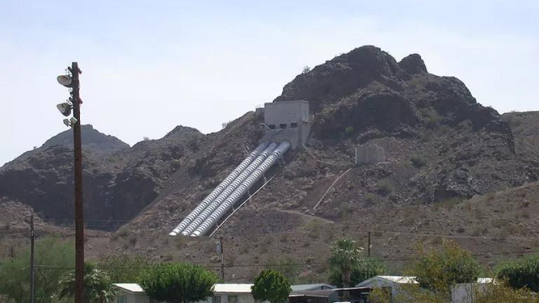Much of the embedded energy in water results from transporting water over long distances and steep terrain as shown here by the Colorado River Aqueduct, which carries water over 200 miles from the California-Arizona border to Southern California.