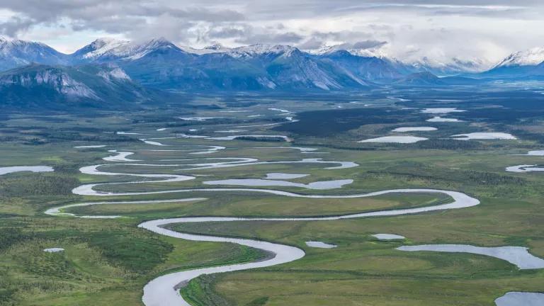 An aerial view of the Sheenjek River, Arctic National Wildlife Refuge