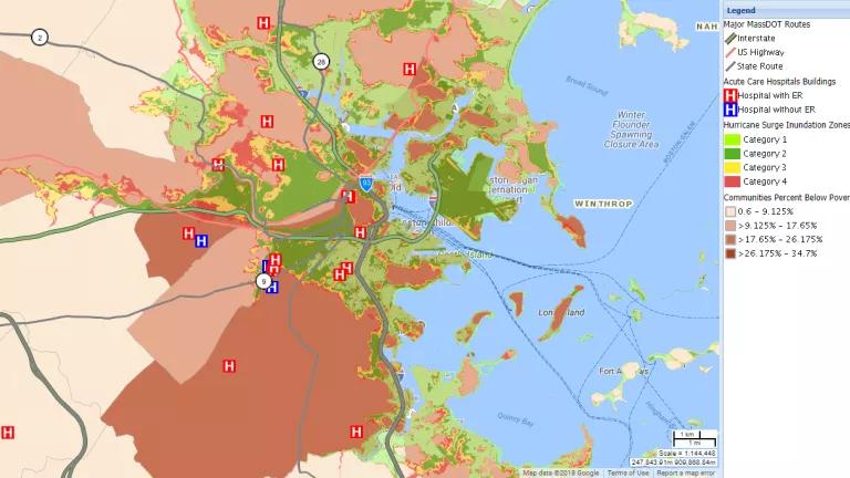 Climate vulnerability map of the Boston area