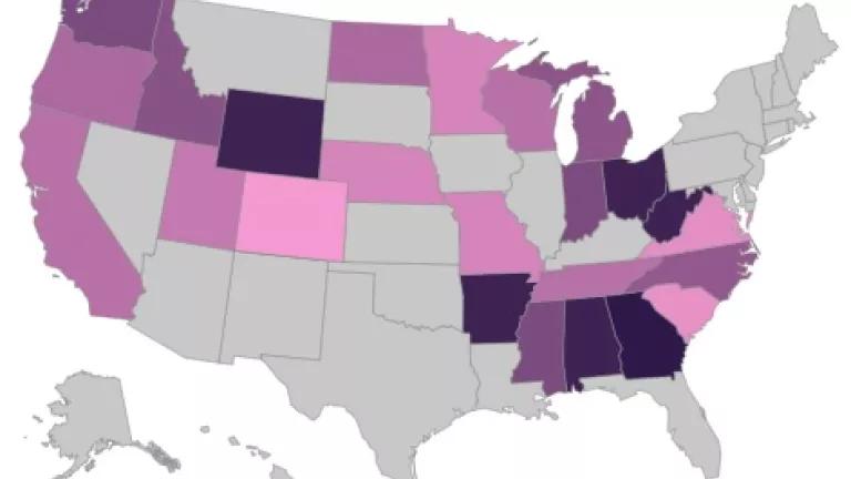 States Imposing Special Annual Fees on Electric Vehicles (darker color indicates more expensive fee)