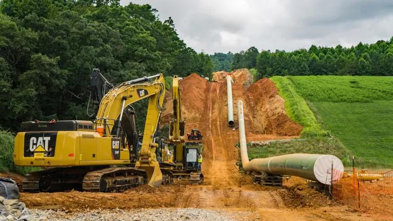 Image of pipeline construction on mountain slope