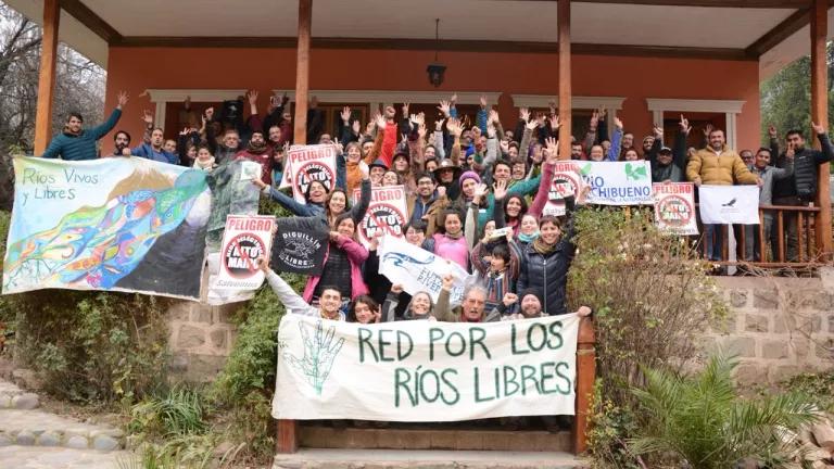 Group photo from VI summit of the Red por los Ríos Libres in Cajón del Maipo, Chile