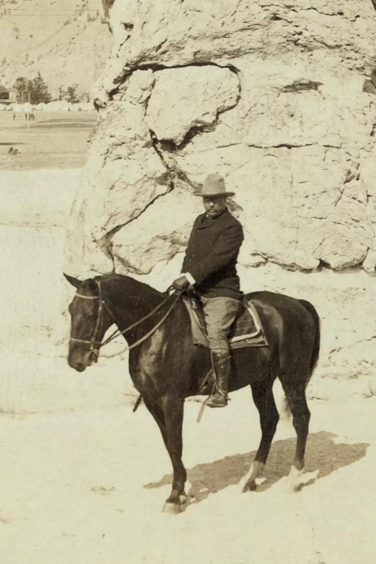 Theodore Roosevelt visiting Yellowstone National Park in the early 1900’s.