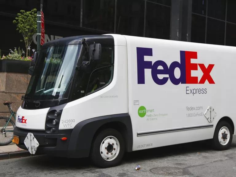 A modern and sleek looking FedEx electric truck