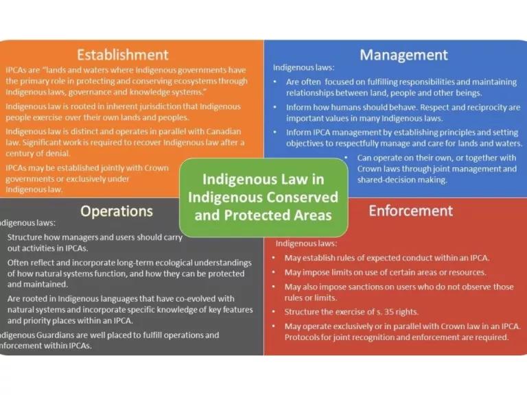 A graphic showing Indigenous law in Indigenous conserved and protected areas