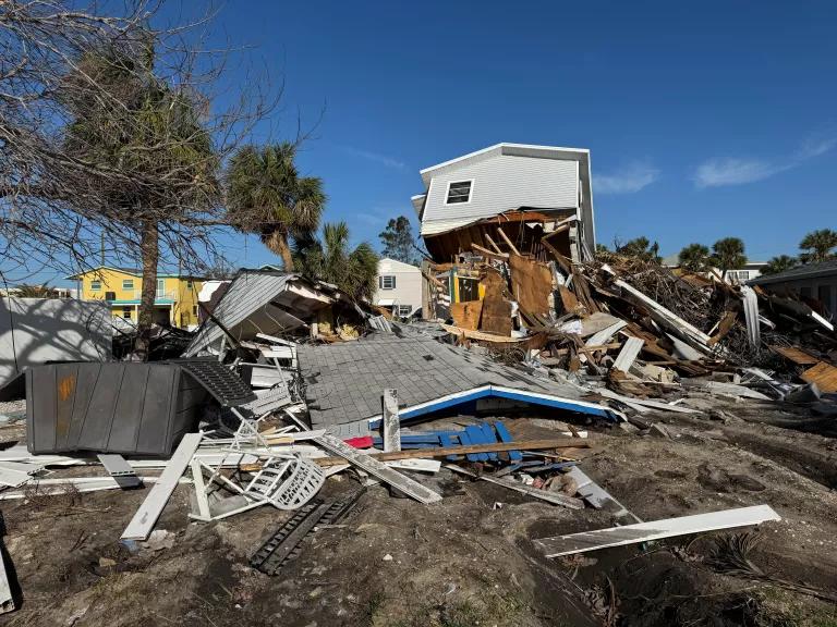 Homes destroyed and damaged by Hurricane Milton in St. Petersburg, Florida, on October 23, 2024.