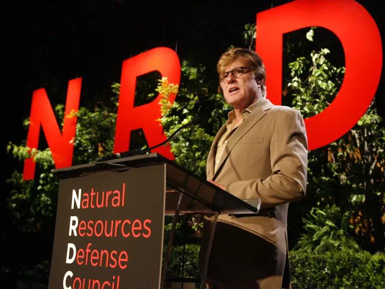 Actor and NRDC trustee Robert Redford speaking during NRDC’s 20th Anniversary Celebration at the Beverly Wilshire Hotel in Beverly Hills, California, on April 25, 2009.