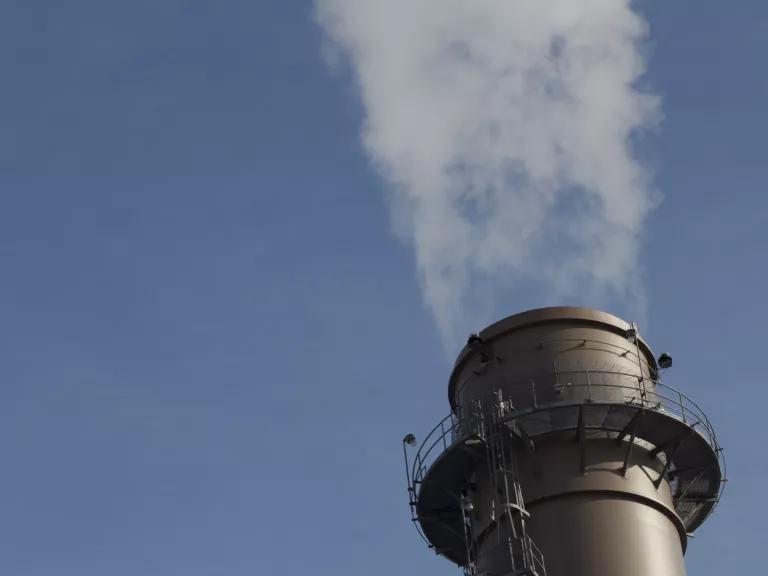 Emissions rising from the smokestack of Xcel Energy's High Bridge Generating Plant in St. Paul, Minnesota, which has converted from burning coal to gas.