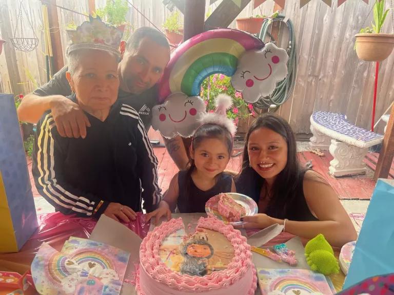 Jasmine Valdovinos with her family at a birthday celebration.