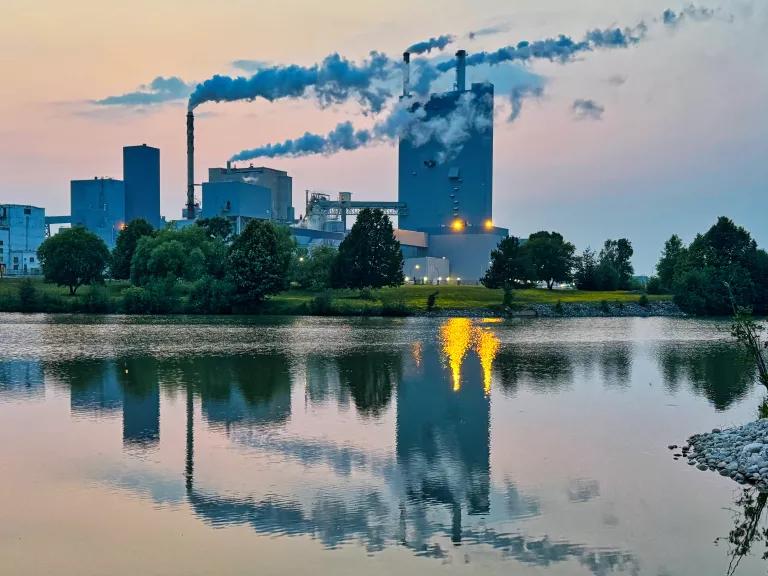Sunset over the Dryden paper mill in Dryden, Northwestern Ontario, Canada, on July 12, 2025.

The mill produces Northern Bleached Softwood Kraft pulp from trees cut from boreal forest nearby.