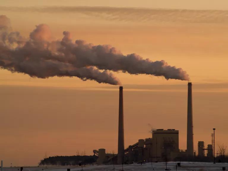 Emissions rising from the coal-fired Edgewater Generating Station located on the south side of Sheboygan, Wisconsin, on the shore of Lake Michigan.