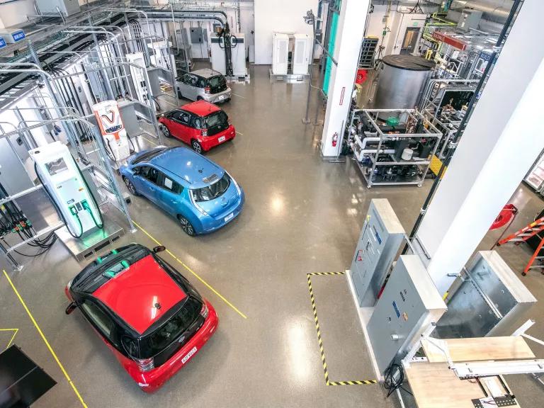 Electric vehicles being charged