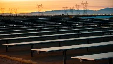 A solar panel array at a California Department of Water Resources pumping plant in Los Angeles County