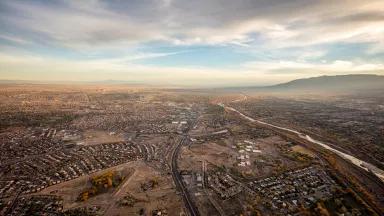 An aerial view of Albuquerque, New Mexico.