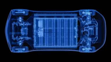 A 3D rendering of an electric vehicle.