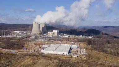 An Amazon Web Services (AWS) data center under construction beside Talen Energy’s Susquehanna Nuclear Plant in Berwick, Pennsylvania, on January 14, 2025.

Talen Energy sold the 960 MW data center campus to AWS for $650 million and has entered into a 1,920 MW power purchase agreement with the company to supply data centers in Pennsylvania.
