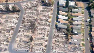 An aerial view of homes destroyed by wildfire in Santa Rosa, California, on October 14, 2017.