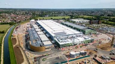 A massive Google data center under construction in Cheshunt, Hertfordshire, England, on May 31, 2025.